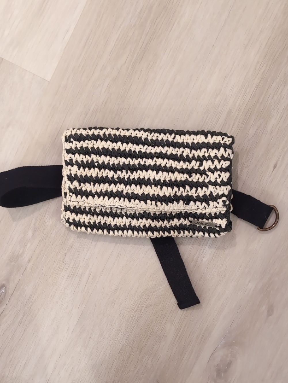 O'Neill Black and Cream Woven Crossbody Bag/Fannypack